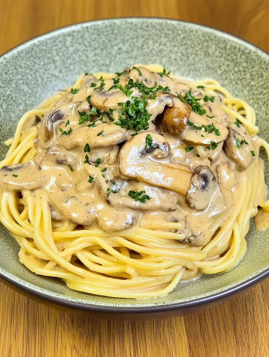 Spaghetti with Mushroom Cream Sauce – Simple and Delicious