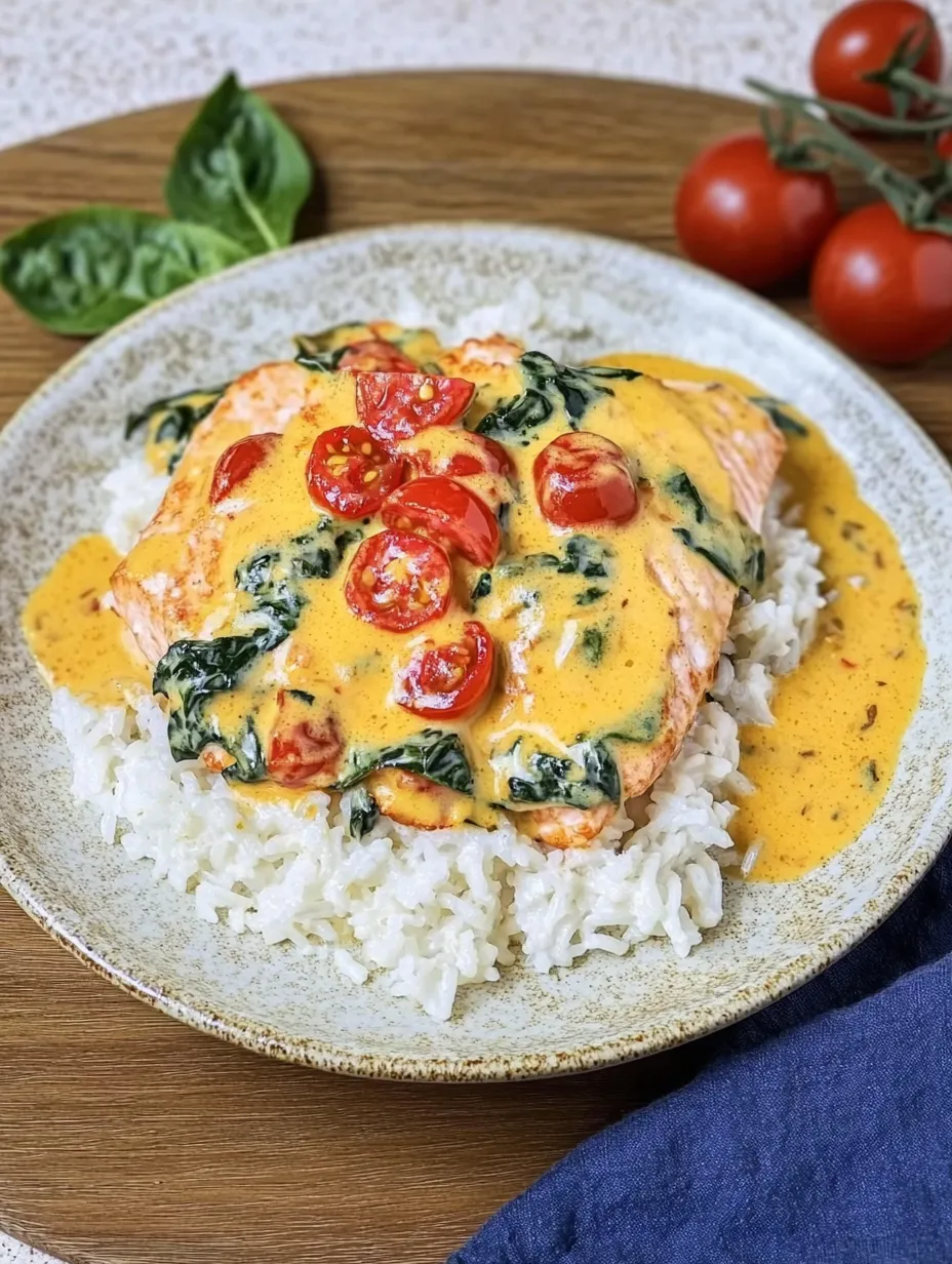 Salmon in Parmesan Sauce on Coconut Rice – Sophisticated and Delicious