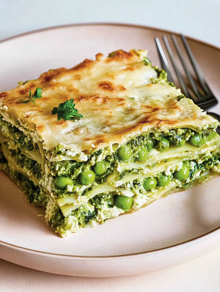 Vegan Green Lasagna with Peas and Tofu Béchamel – Healthy and Creamy