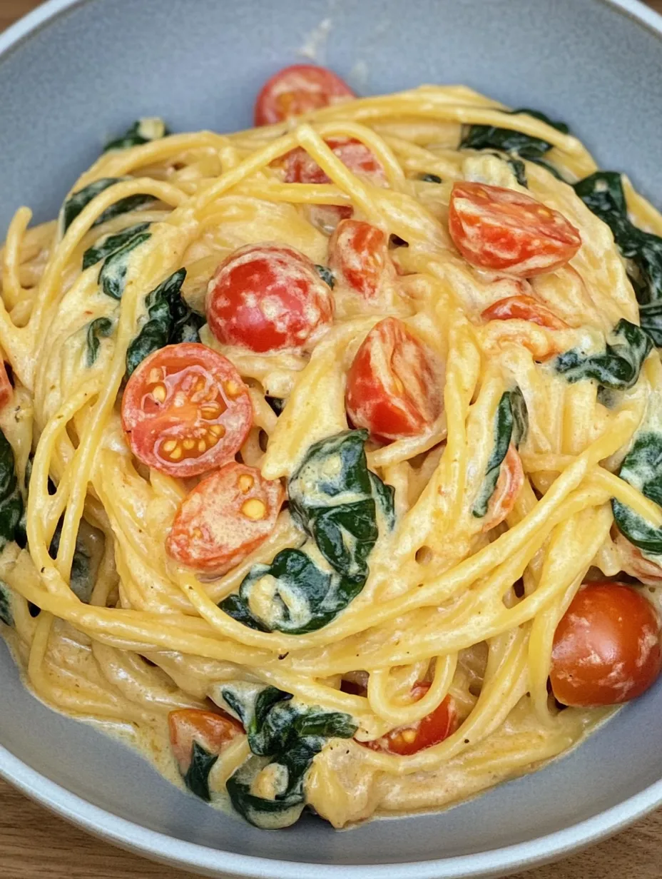 Creamy Pasta with Tomatoes and Spinach – Quick and Delicious