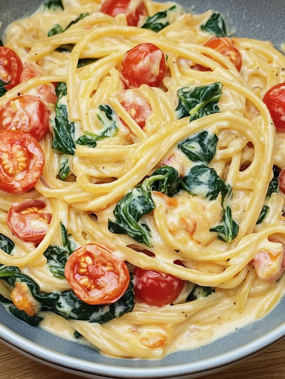 Creamy Pasta with Tomatoes and Spinach – Simple and Delicious