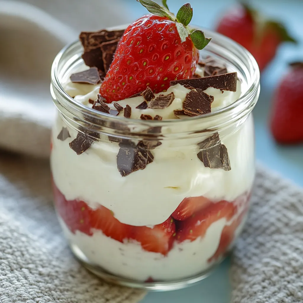 Quark Dessert with Strawberries in a Glass