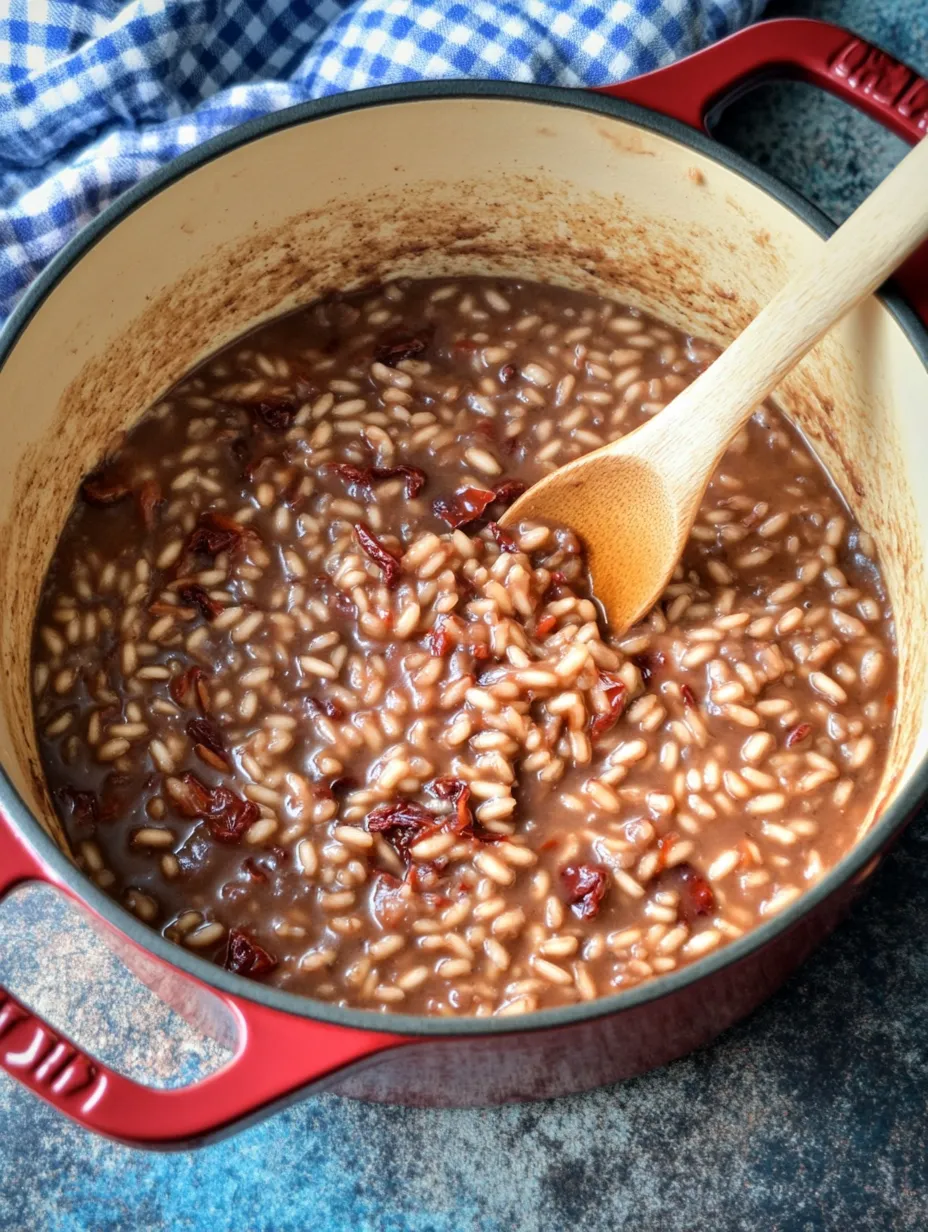 Red Wine Risotto with Caramelized Onions – Aromatic and Creamy