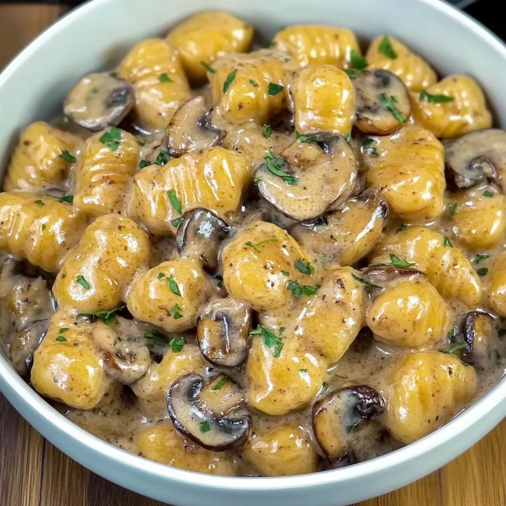 Creamy Gnocchi with Mushrooms and Bacon