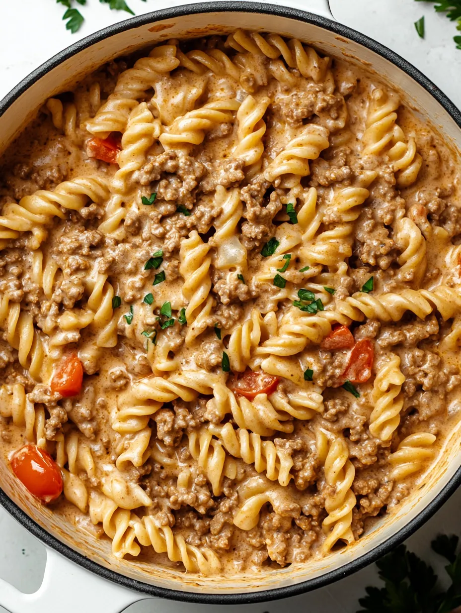 Creamy Skillet Ground Beef Pasta