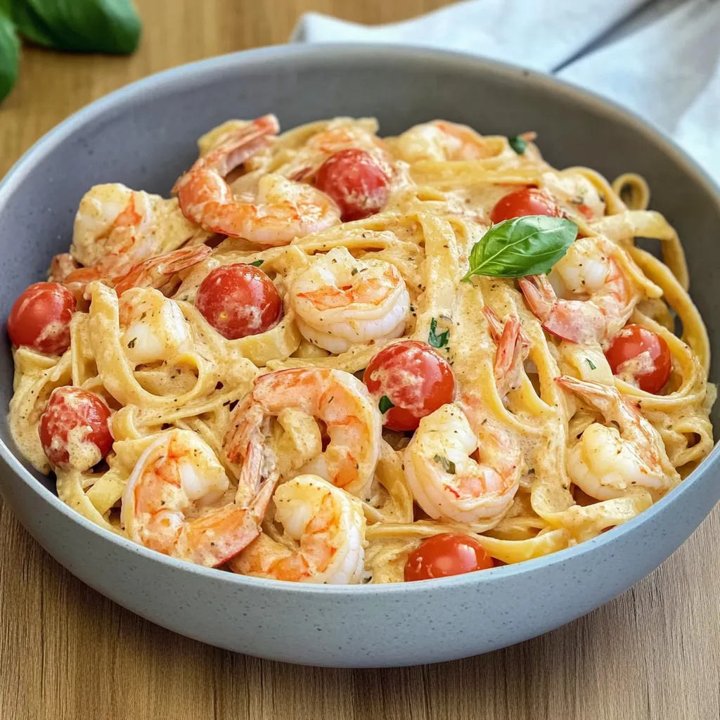 Spaghetti with Shrimp in Cream Cheese Sauce