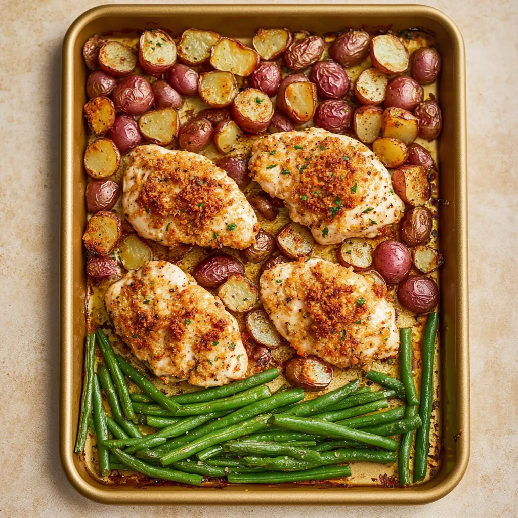 Parmesan Crusted Chicken Sheet Pan Dinner