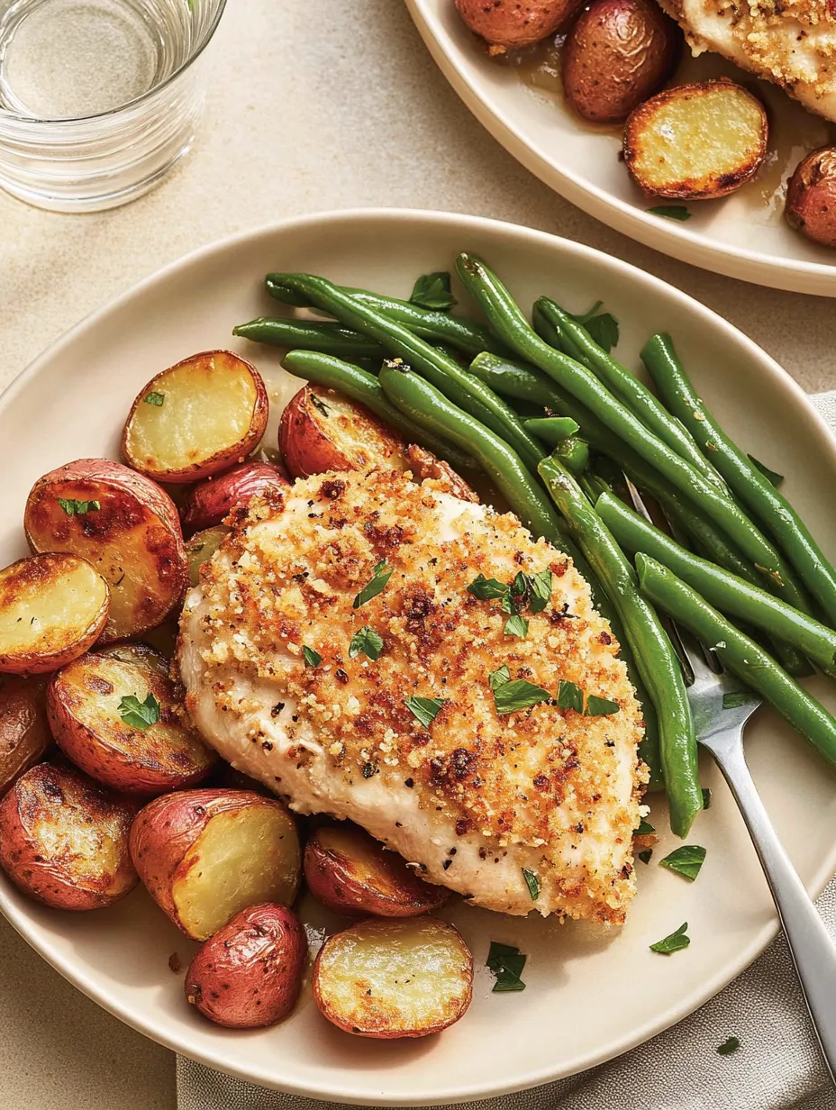 Crispy Parmesan Crusted Chicken Sheet Pan Meal