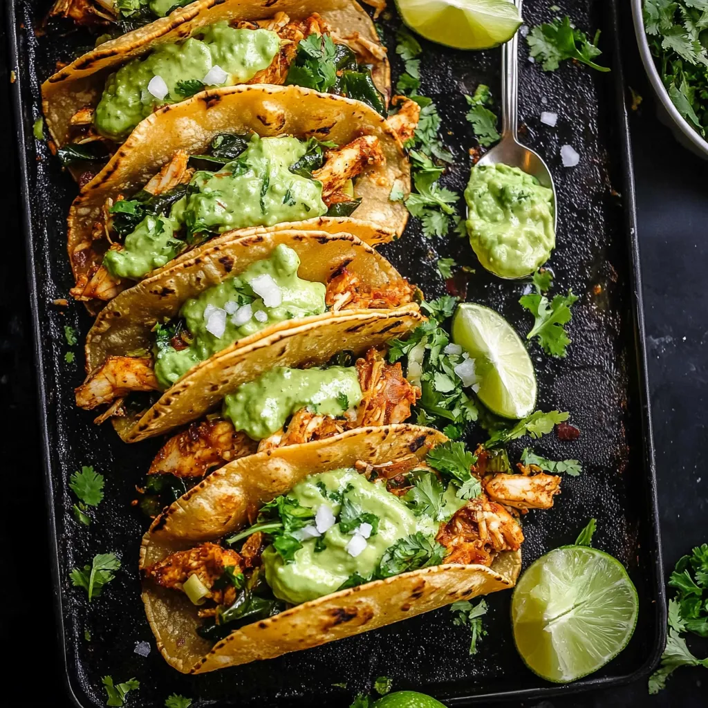 Crispy Poblano Chicken Tacos with Avocado-Jalapeño Salsa