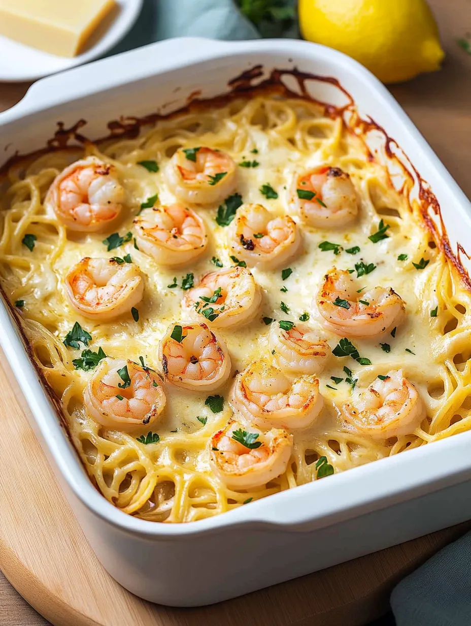 Creamy Baked Shrimp Scampi Pasta – Buttery & Flavorful!