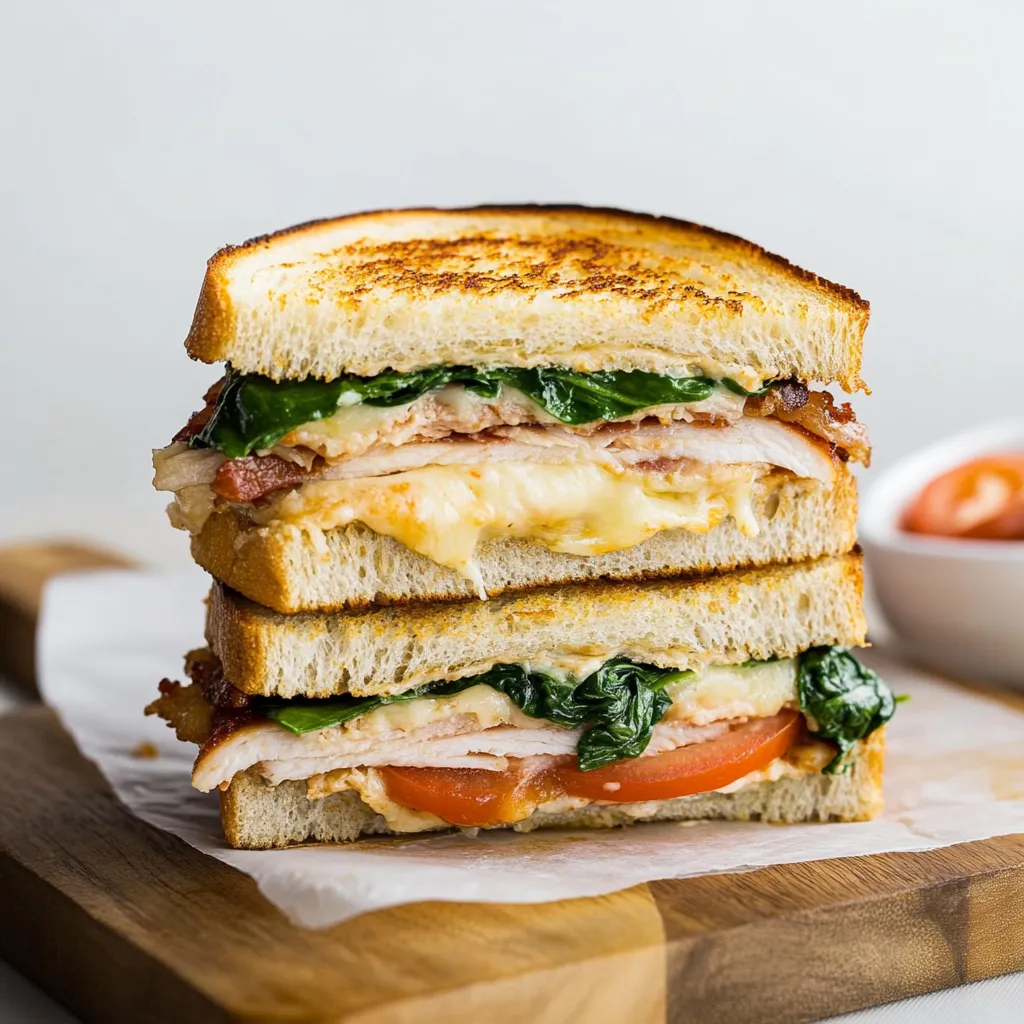 Turkey Melt with Cheddar, Spinach, and Bacon