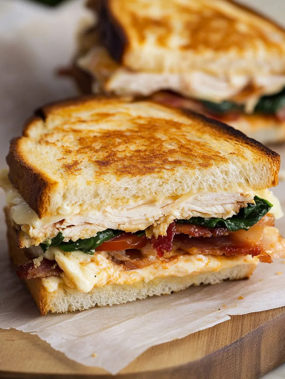 Turkey Melt with Cheddar, Spinach, and Bacon