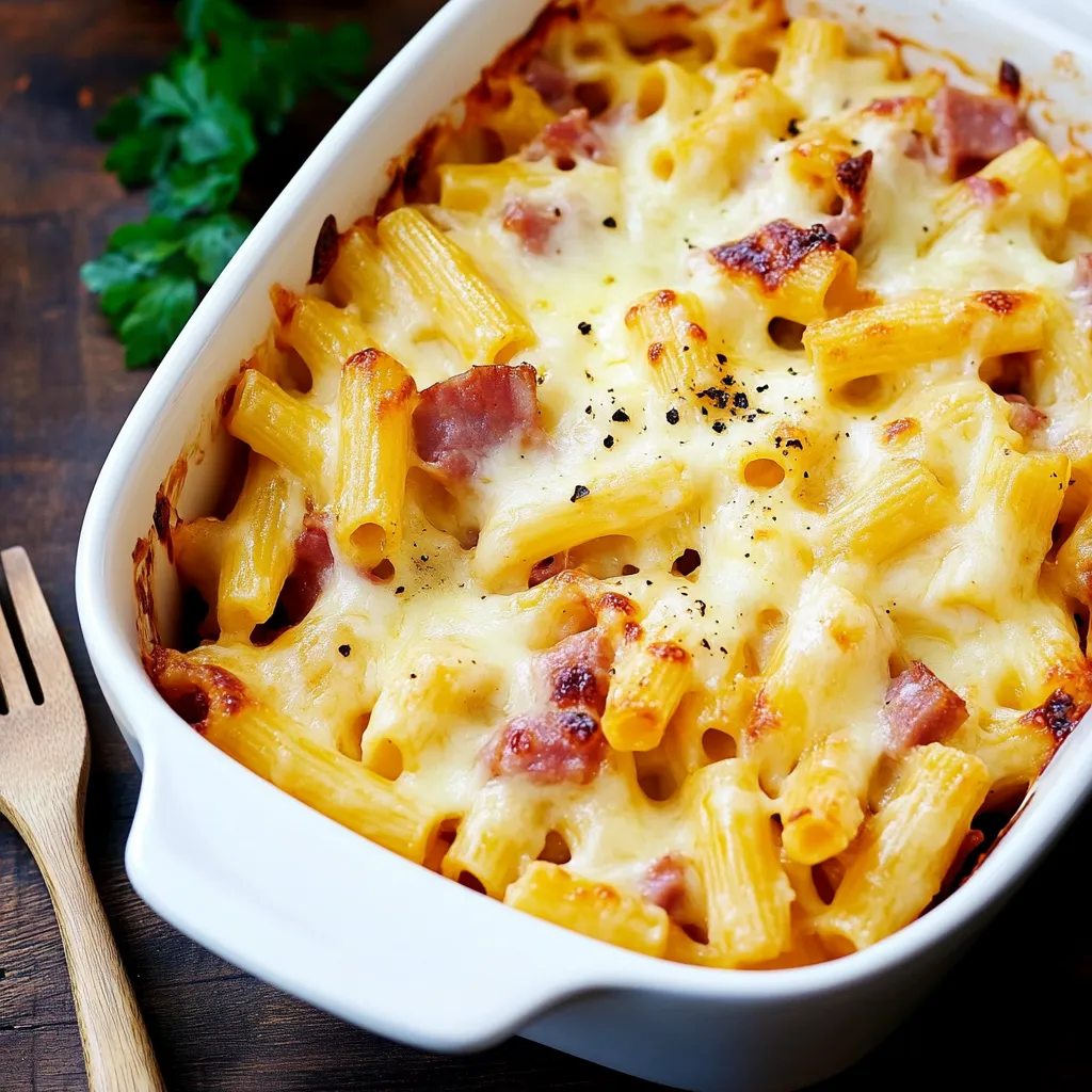 Pasta and Ham Gratin - Simple Pasta Casserole
