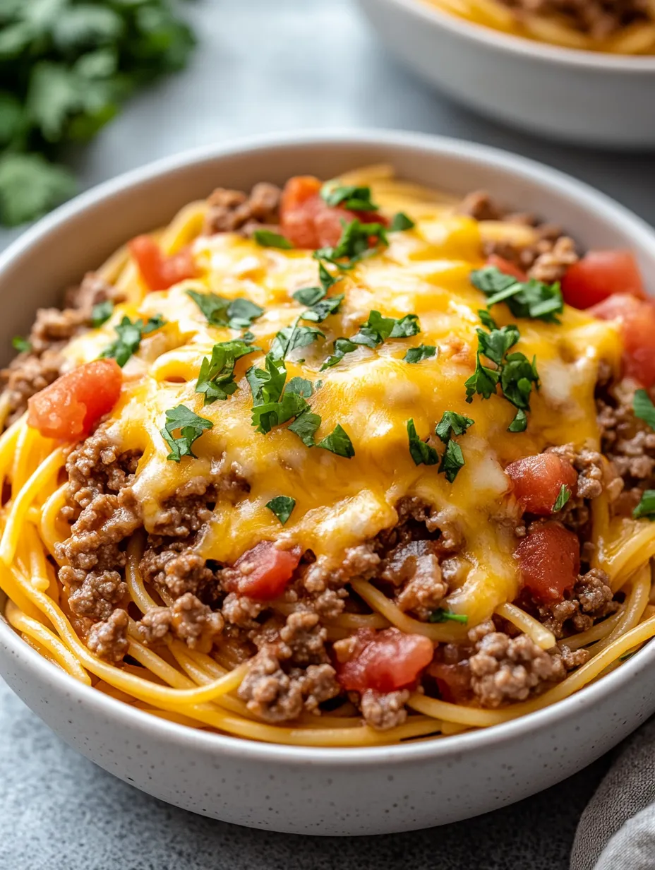 Slow Cooker Taco Spaghetti – Cheesy, Spicy & Effortless!