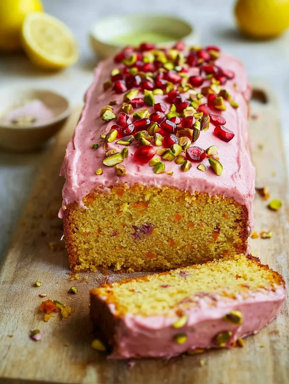 Aromatic Carrot Cake with Crunchy Pistachios and Fresh Pomegranate