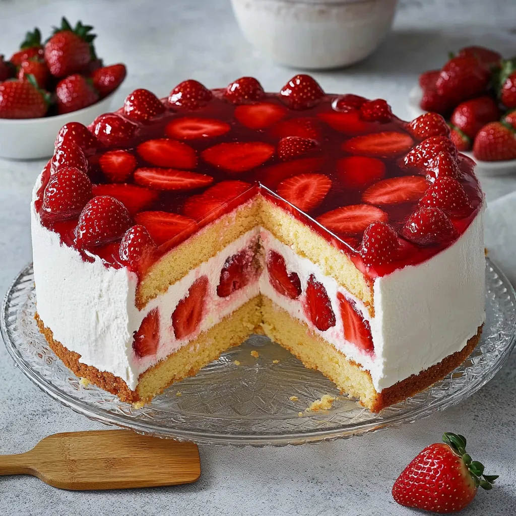 Strawberry Cake with Sponge Base and Quark-Cream Filling