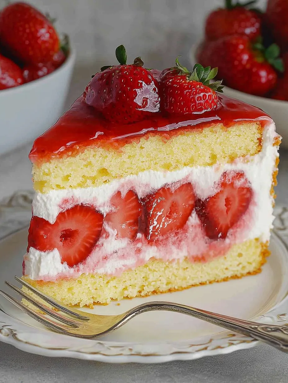 Creamy Strawberry Sponge Cake with Quark & Cream