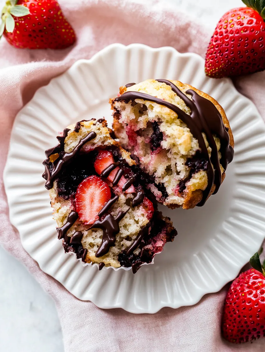 Decadent Chocolate-Dipped Strawberry Muffins