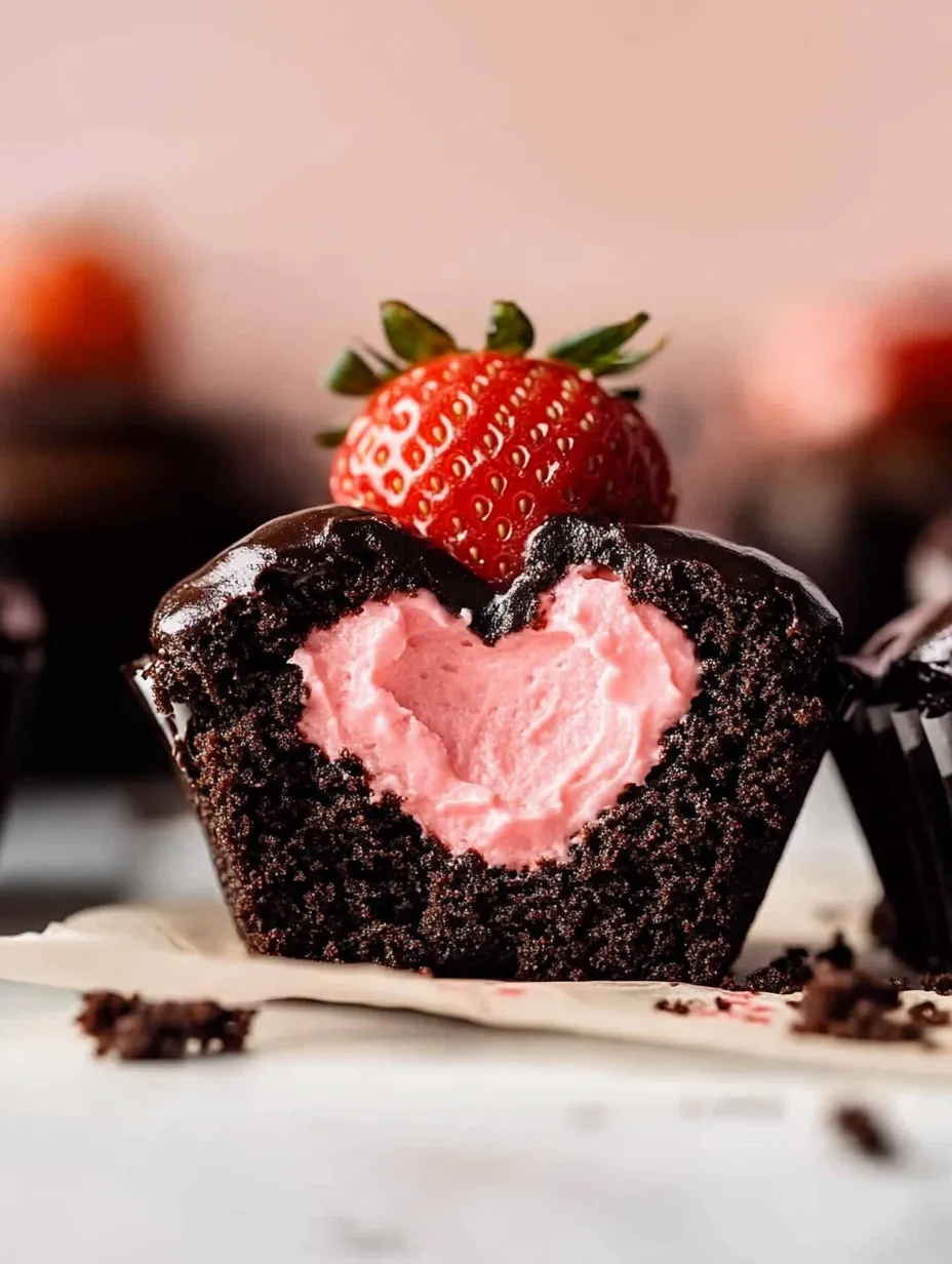 Strawberry Bliss Chocolate Cupcakes