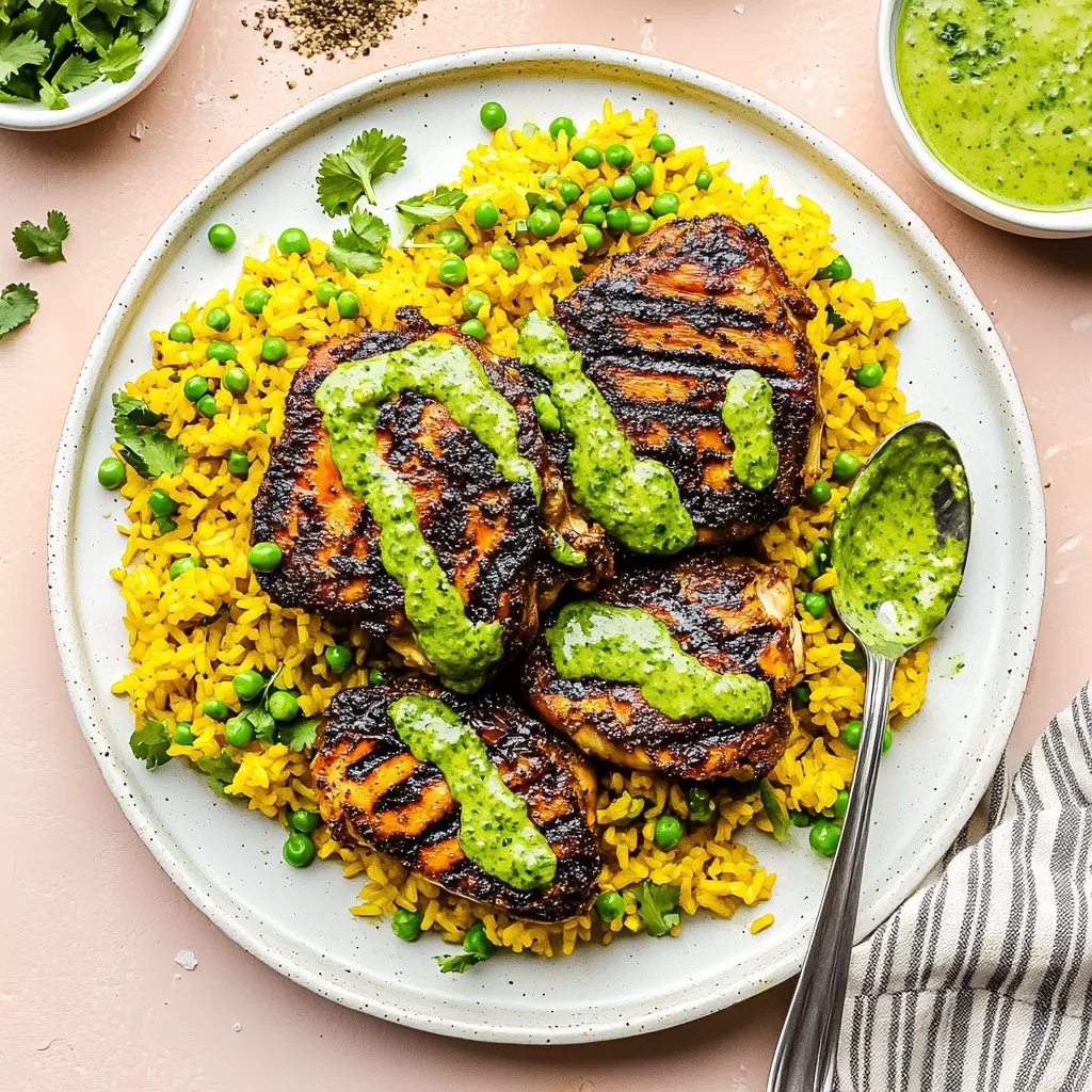 Peruvian Chicken and Rice with Green Sauce