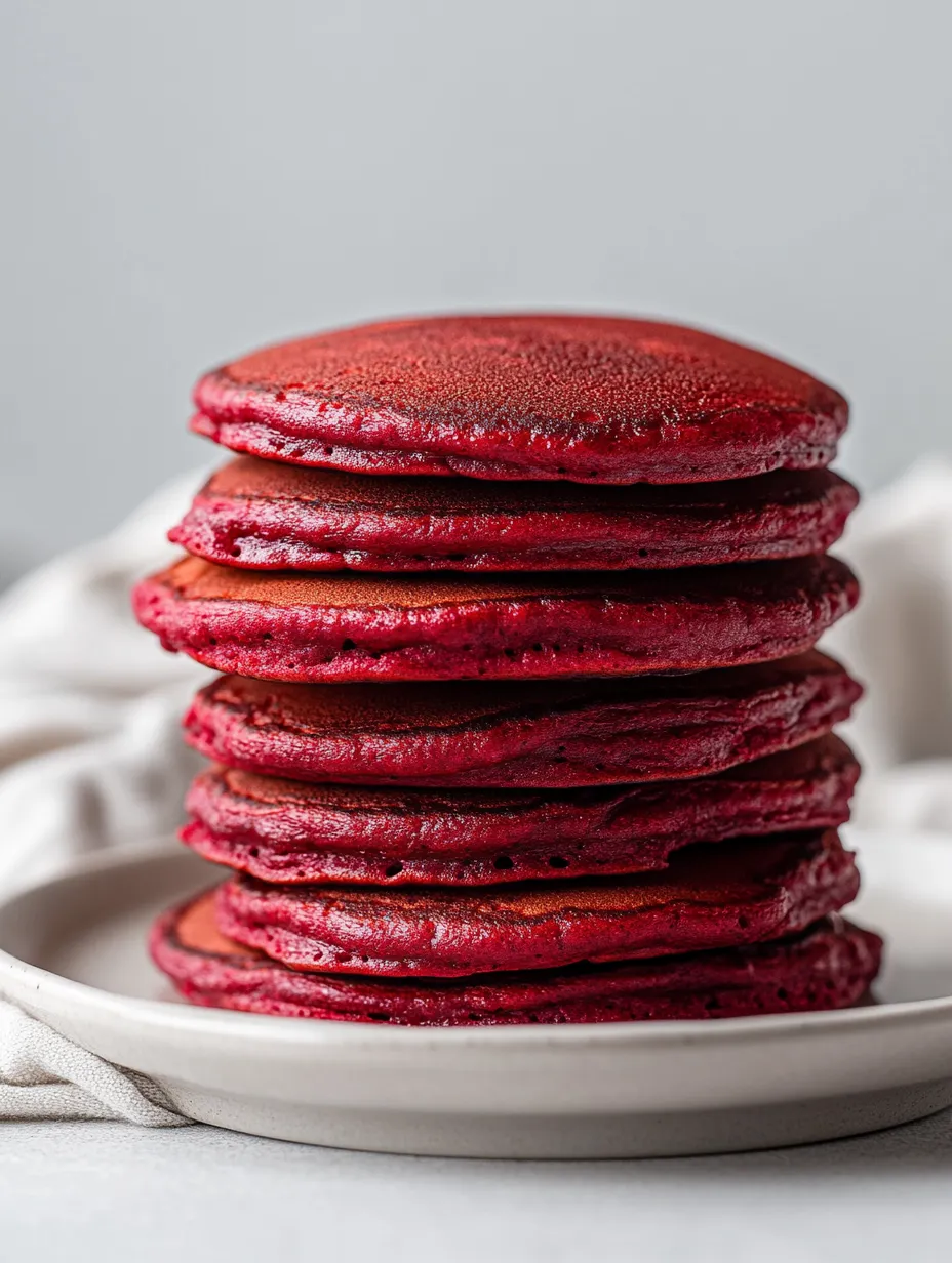 Decadent Red Velvet Pancakes with Cream Cheese Drizzle