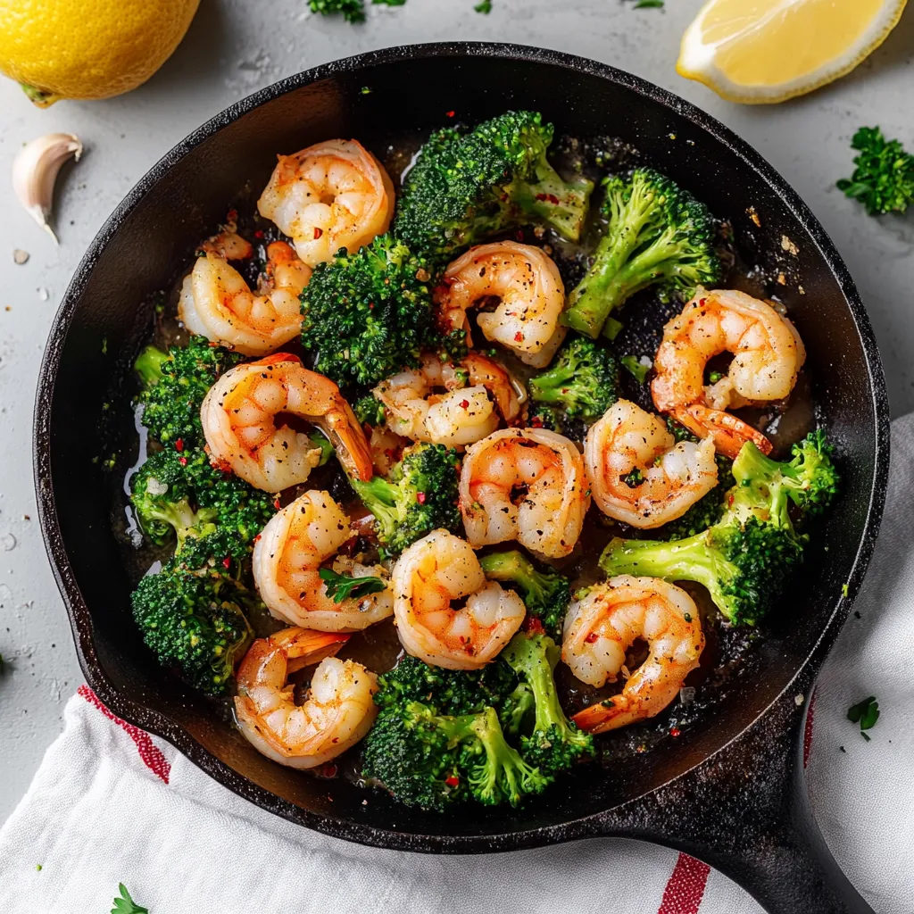 Skillet Garlic Butter Shrimp and Broccoli