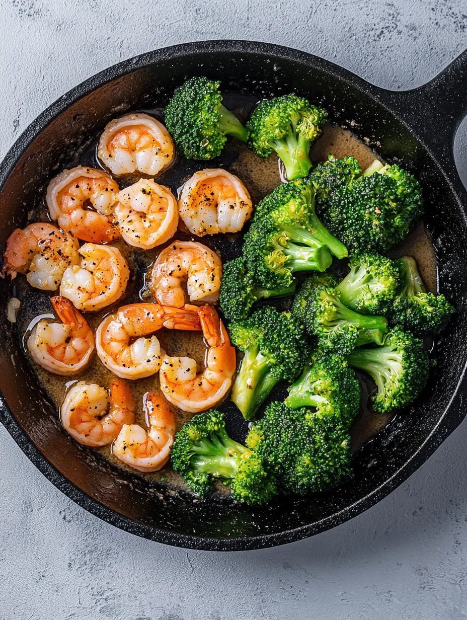 Sizzling Shrimp & Broccoli in Garlic Butter