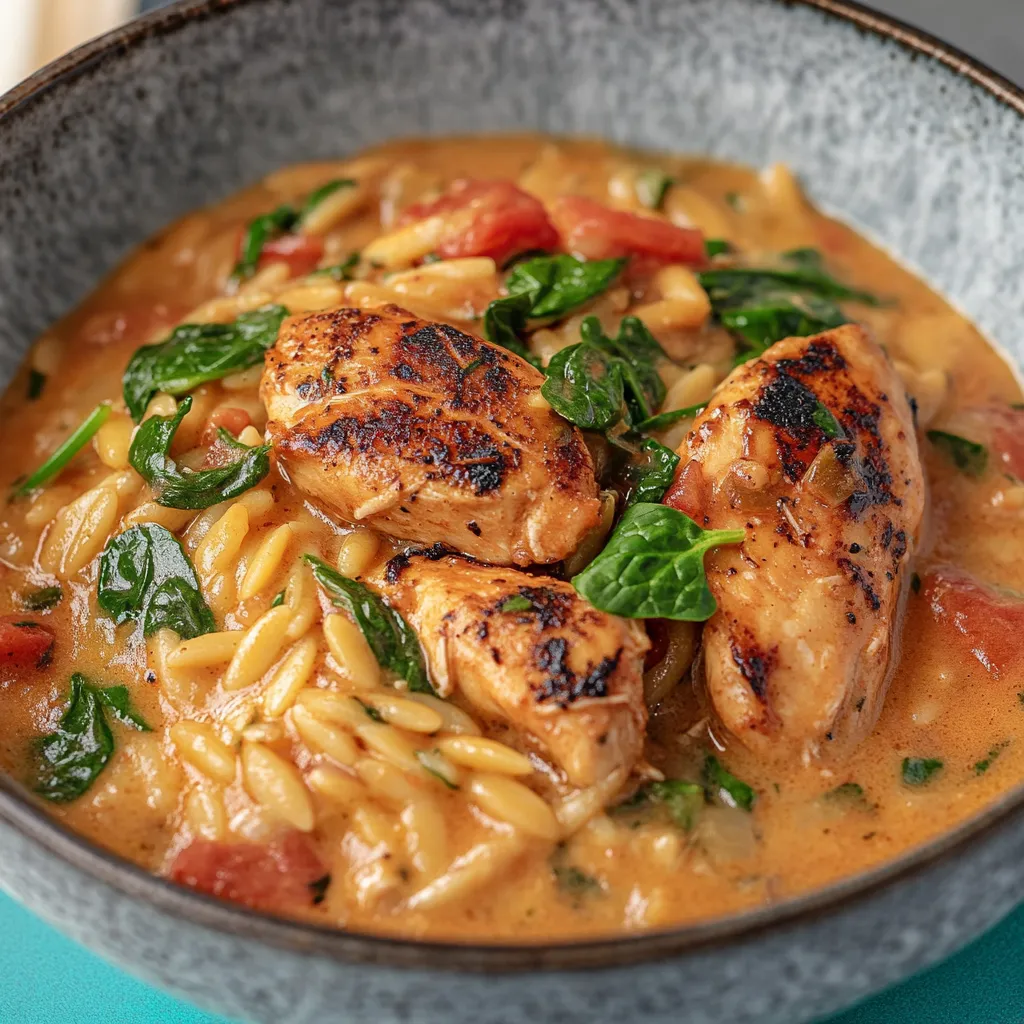 Creamy Orzo Pan in Tomato Cream Sauce - Quick & Delicious