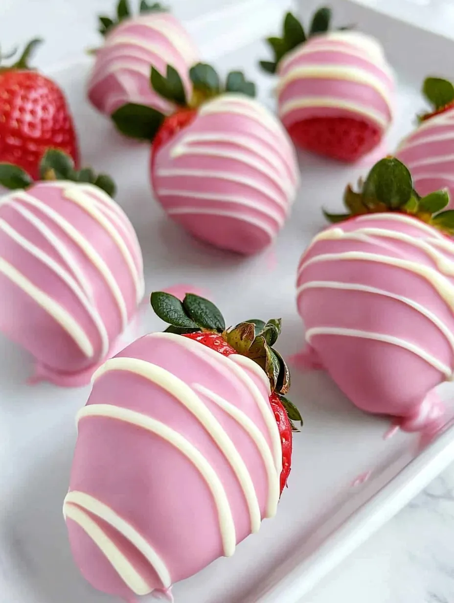 Elegant Pink-Coated Strawberries