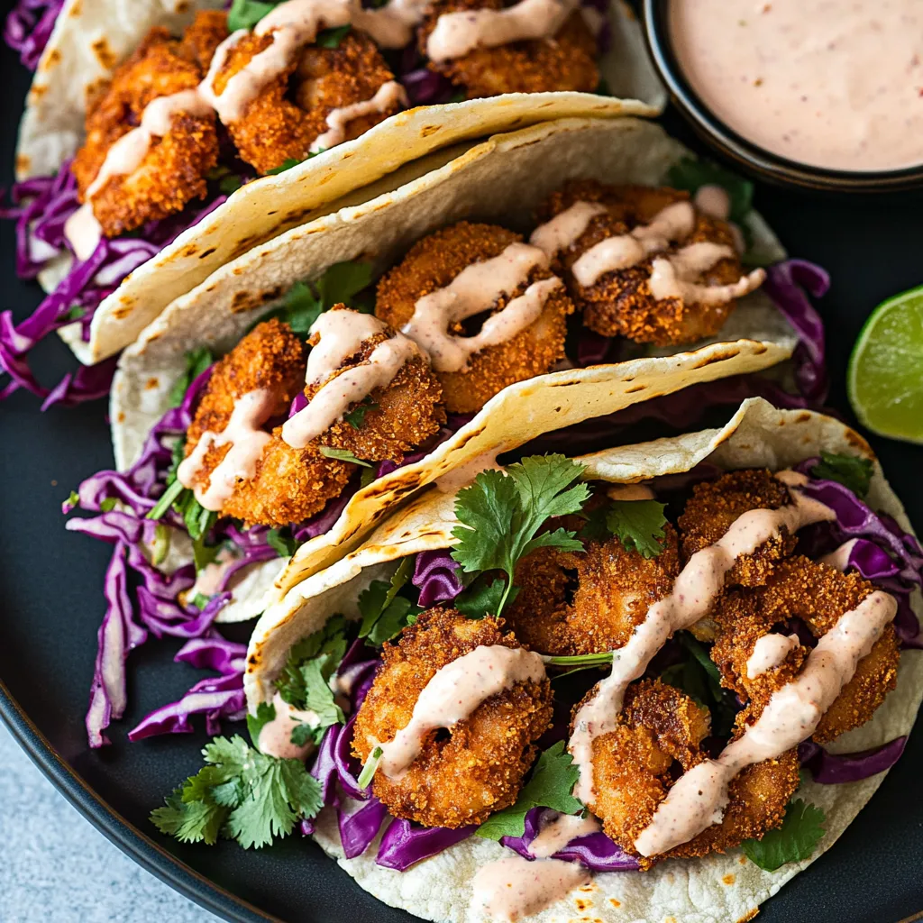 Crispy Shrimp Tacos with Cilantro Cabbage Slaw