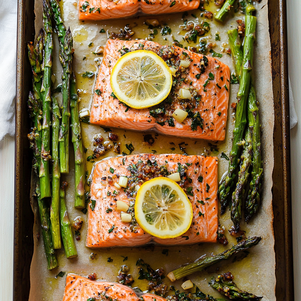 A pan of fish with lemon and herbs.