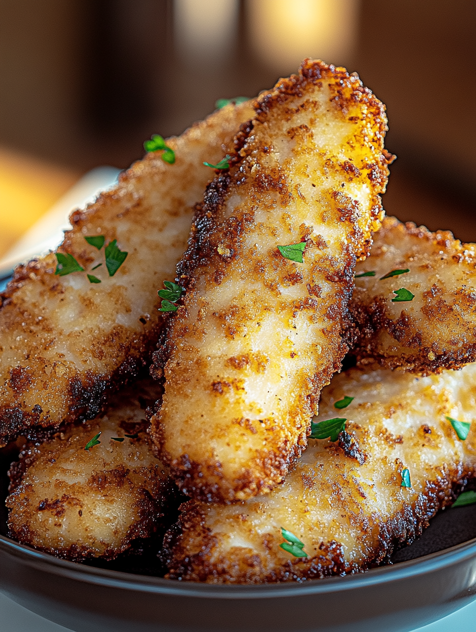 A plate of fried food.