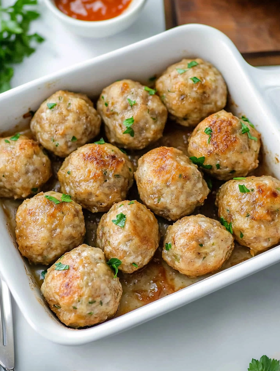 A white bowl filled with meatballs.