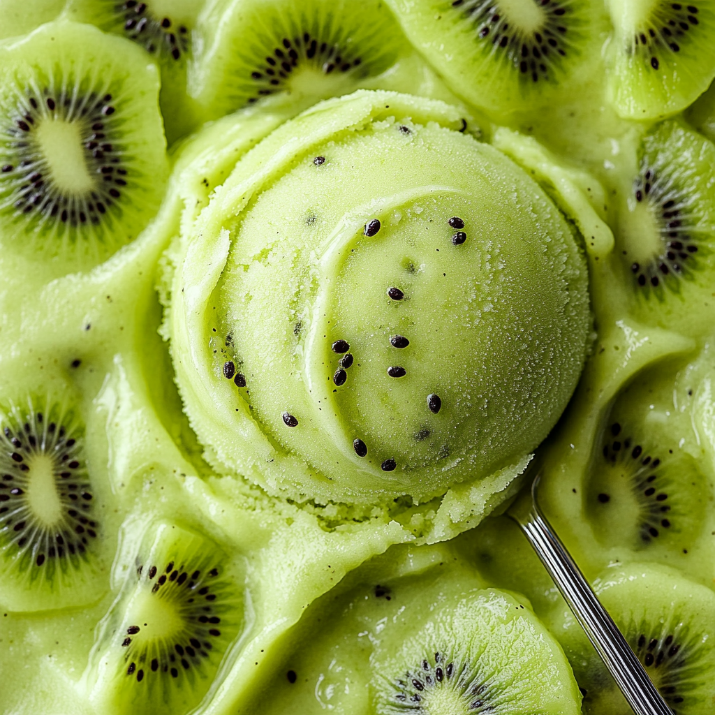 A scoop of ice cream on a green background.