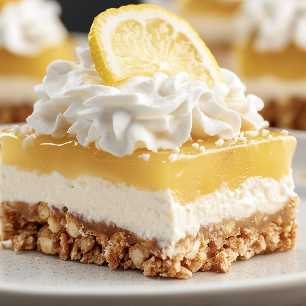 A slice of lemon cheesecake with a lemon wedge on top.