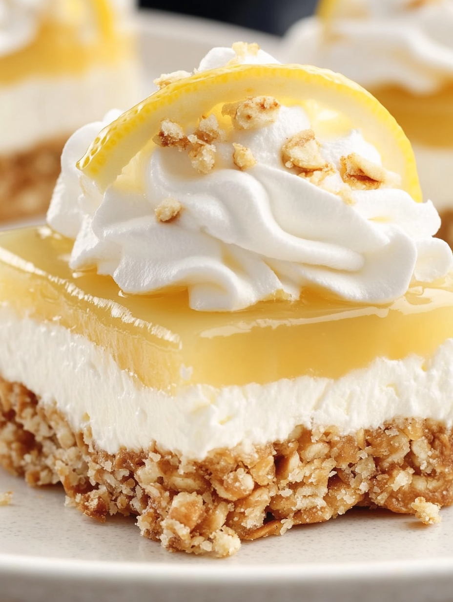 A slice of lemon cheesecake with a lemon wedge on top.