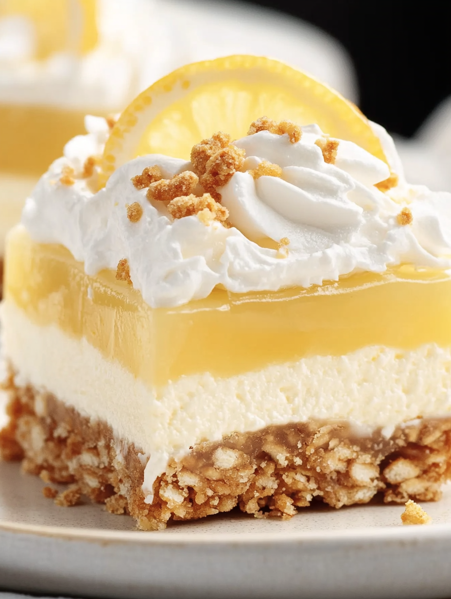 A slice of lemon cake with white whipped cream.