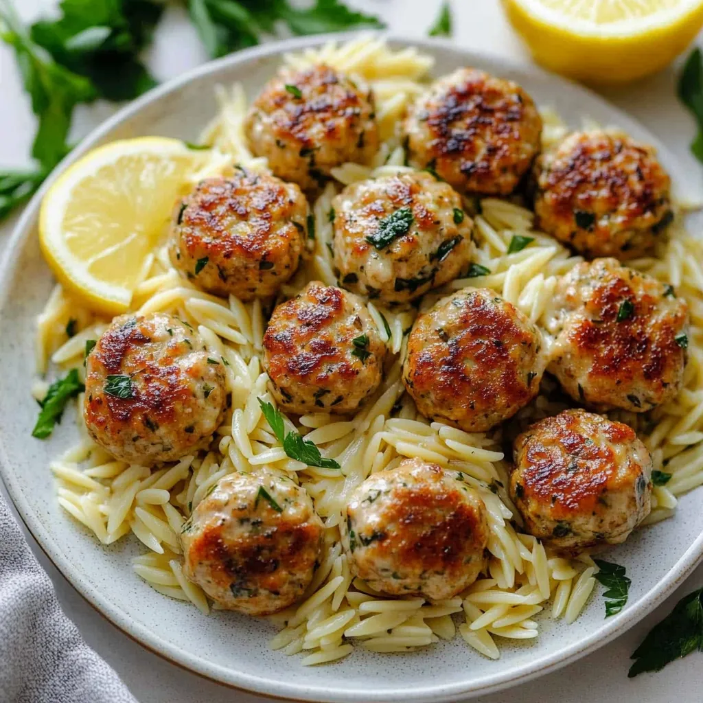 A plate of food with meatballs and noodles.