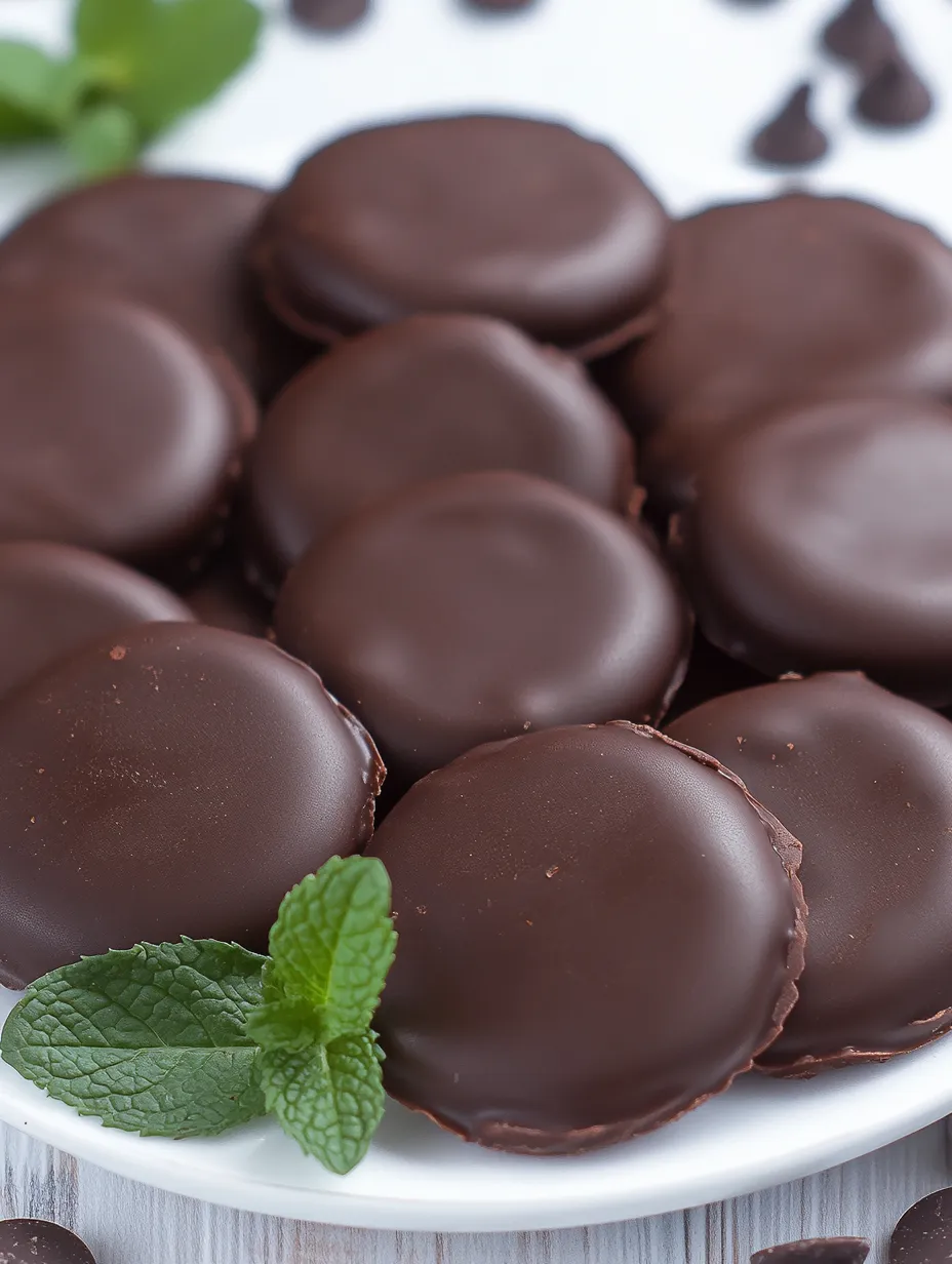 Chocolate cake with mint leaves on top.