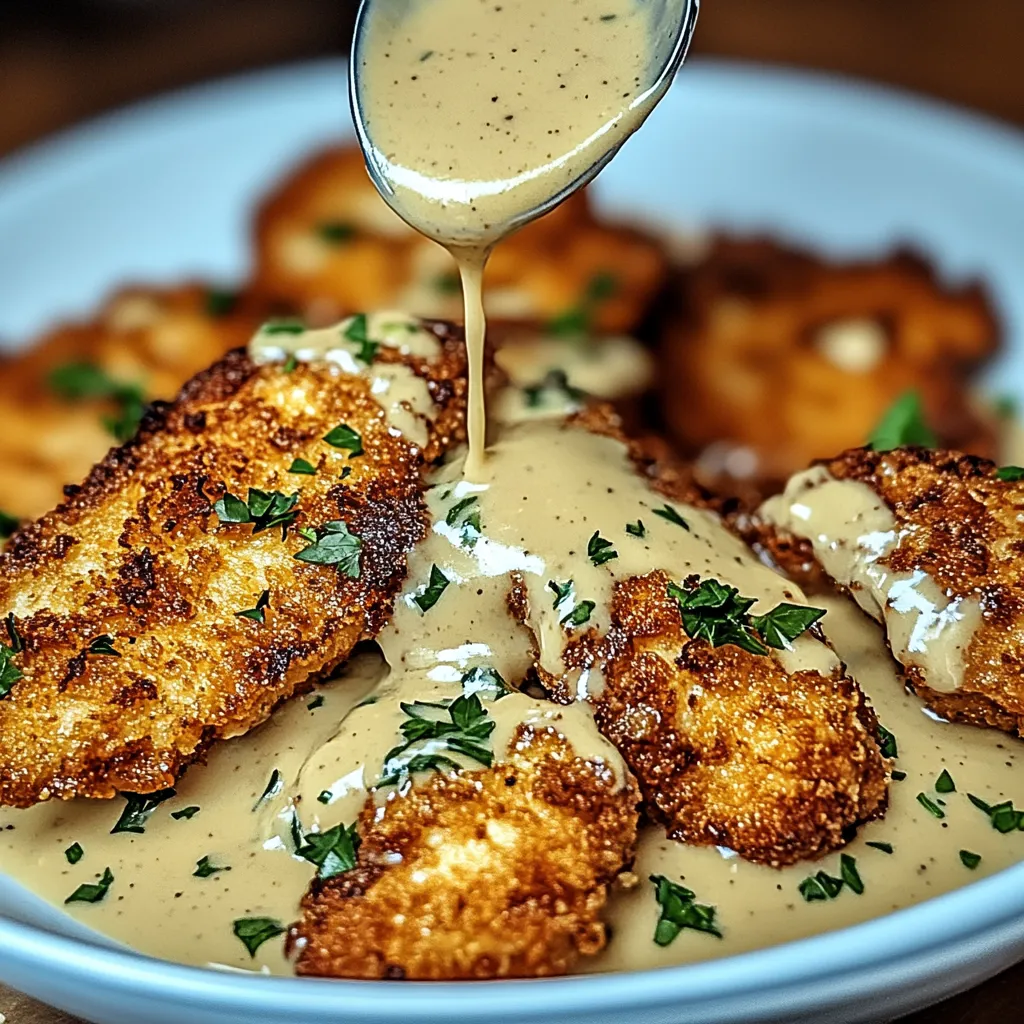 A plate of fried food with a spoonful of sauce on top.