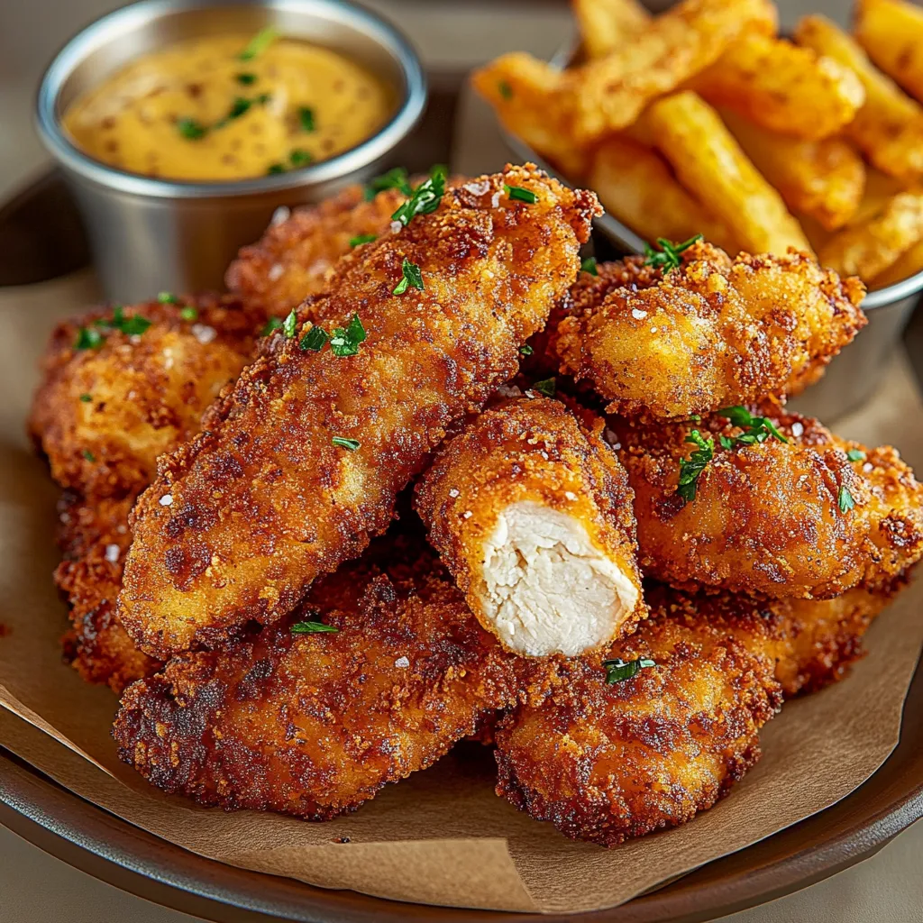 A plate of fried chicken and fries.