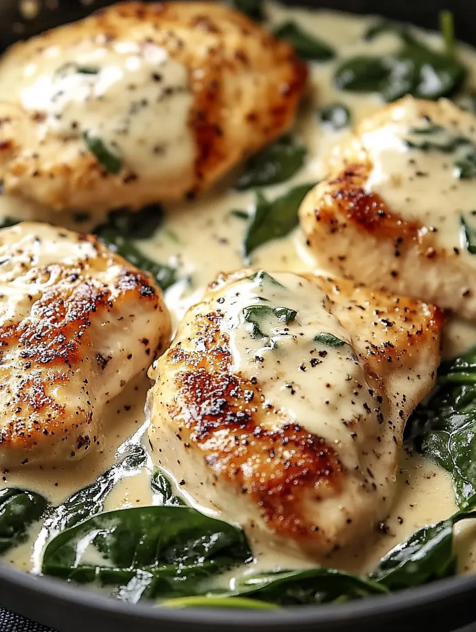 Chicken with sauce and greens.
