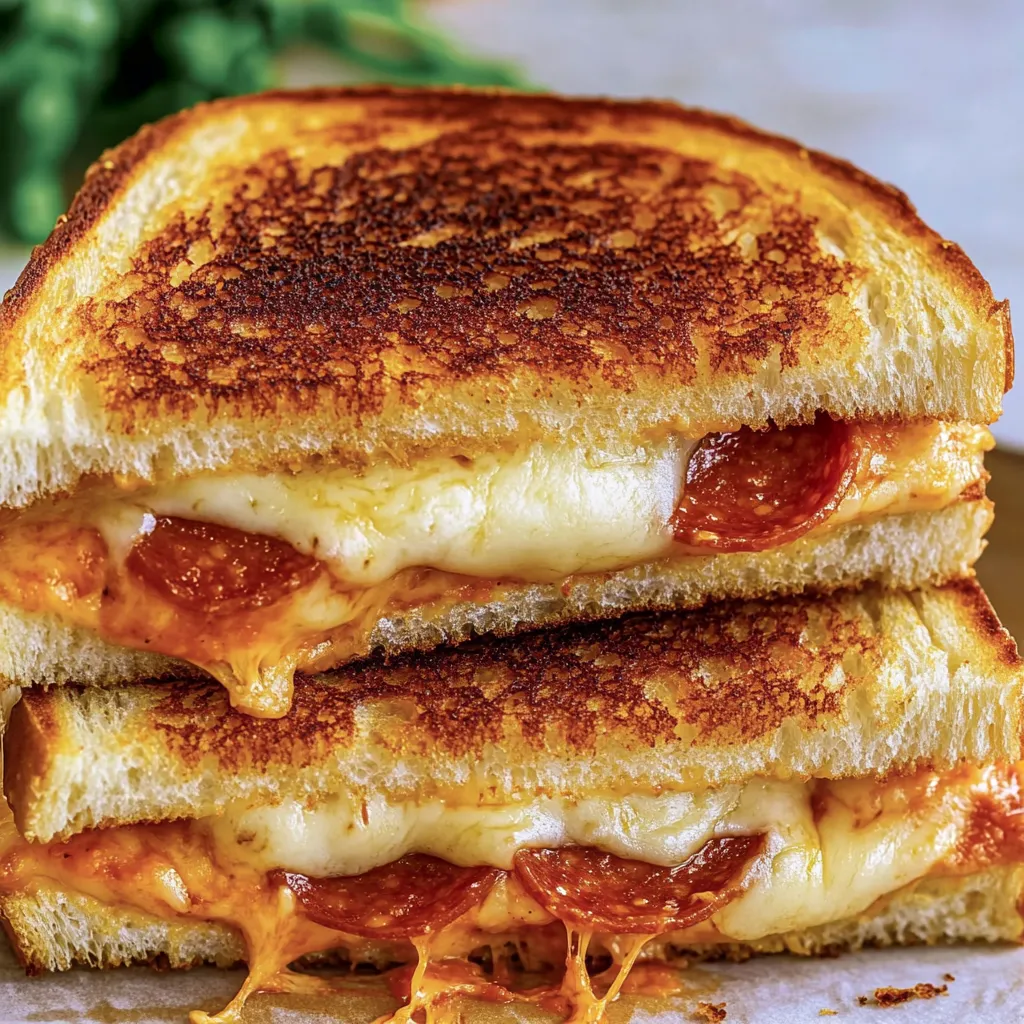 A sandwich with pepperoni and cheese.