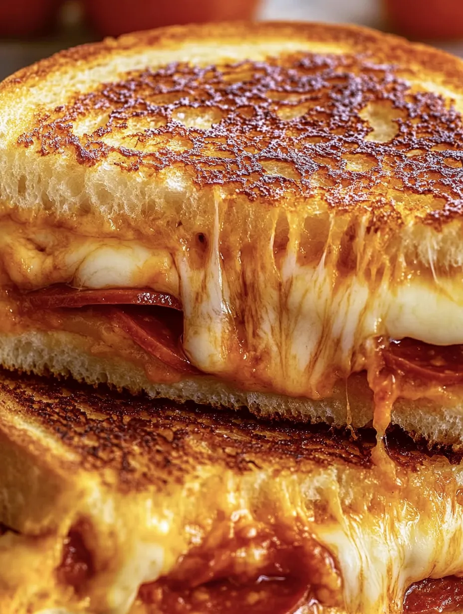 A close up of a grilled cheese sandwich.