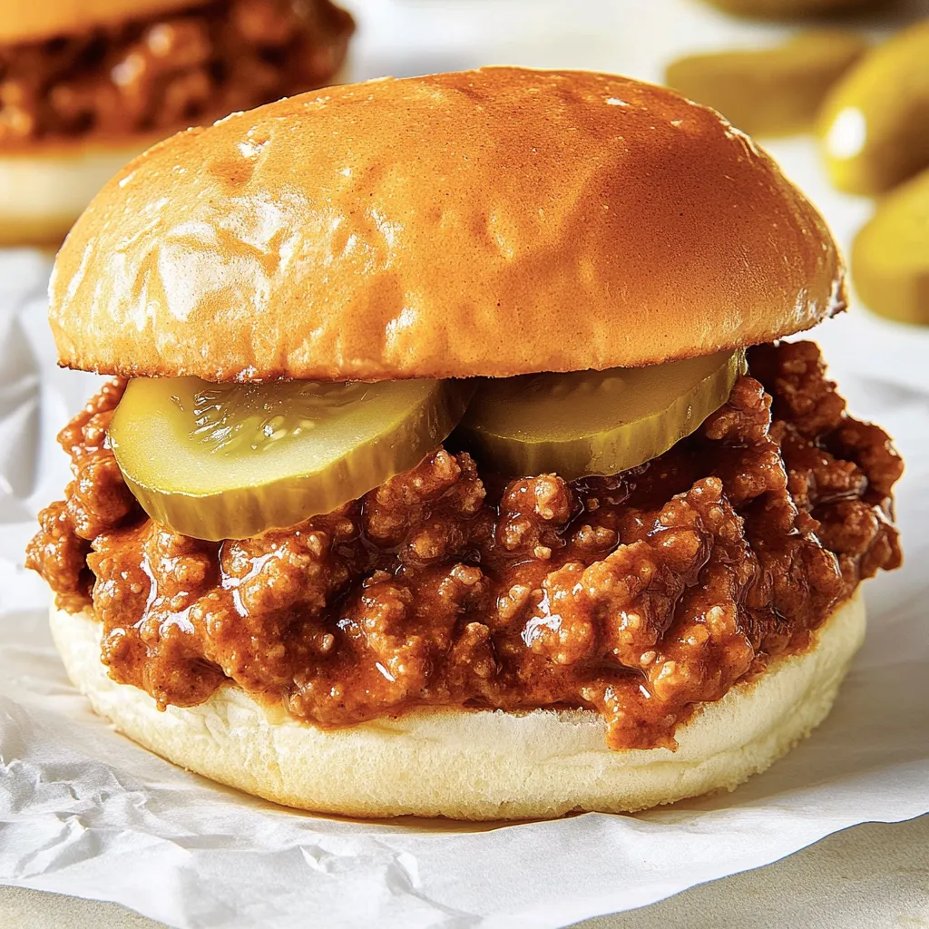 A sandwich with a pickle on top.