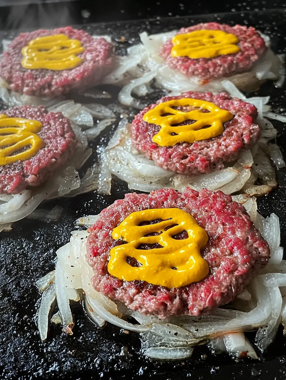 A close up of a hamburger with yellow mustard.