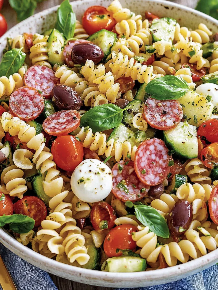 A bowl of pasta with tomatoes, olives, and cheese.