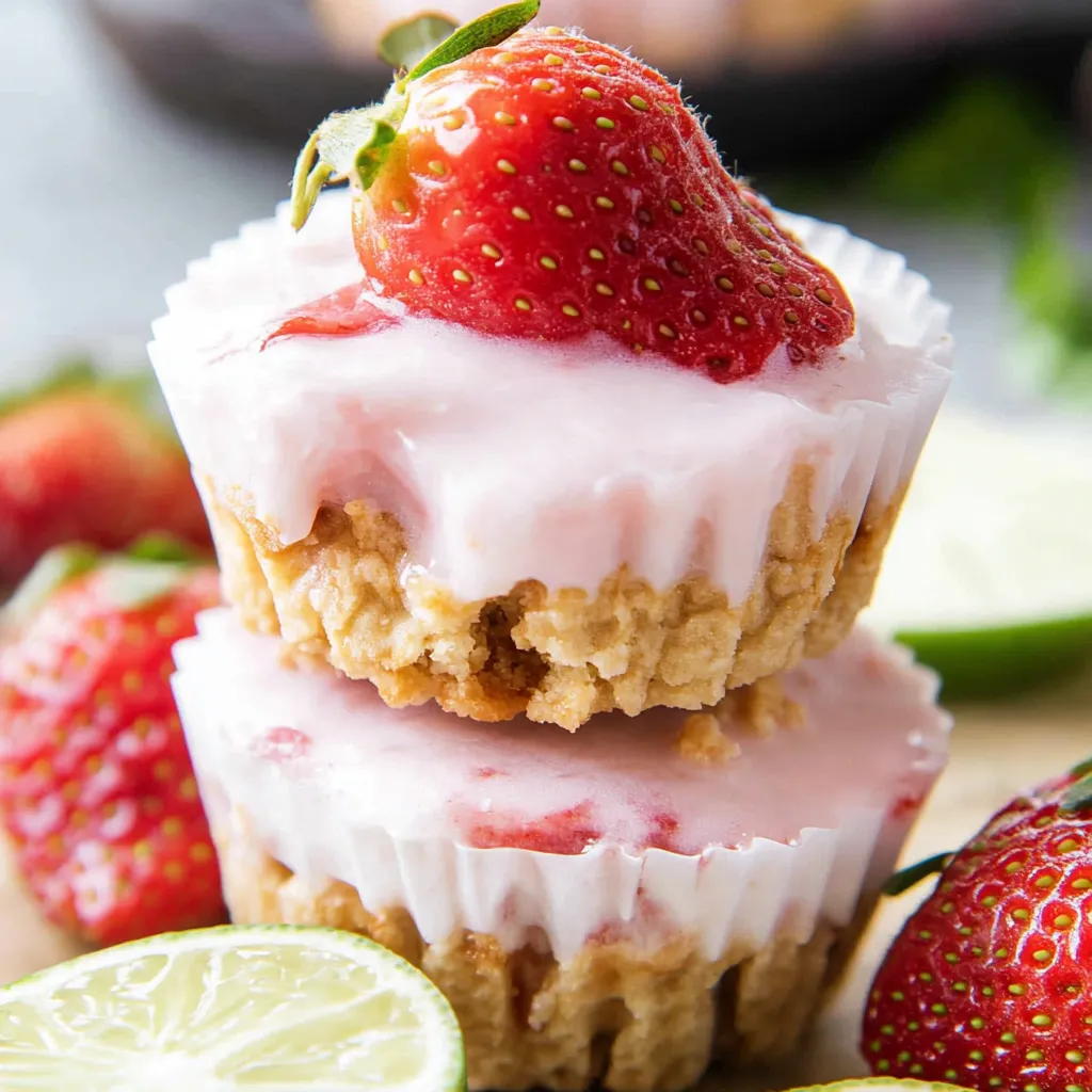 A stack of strawberry shortcake cupcakes.