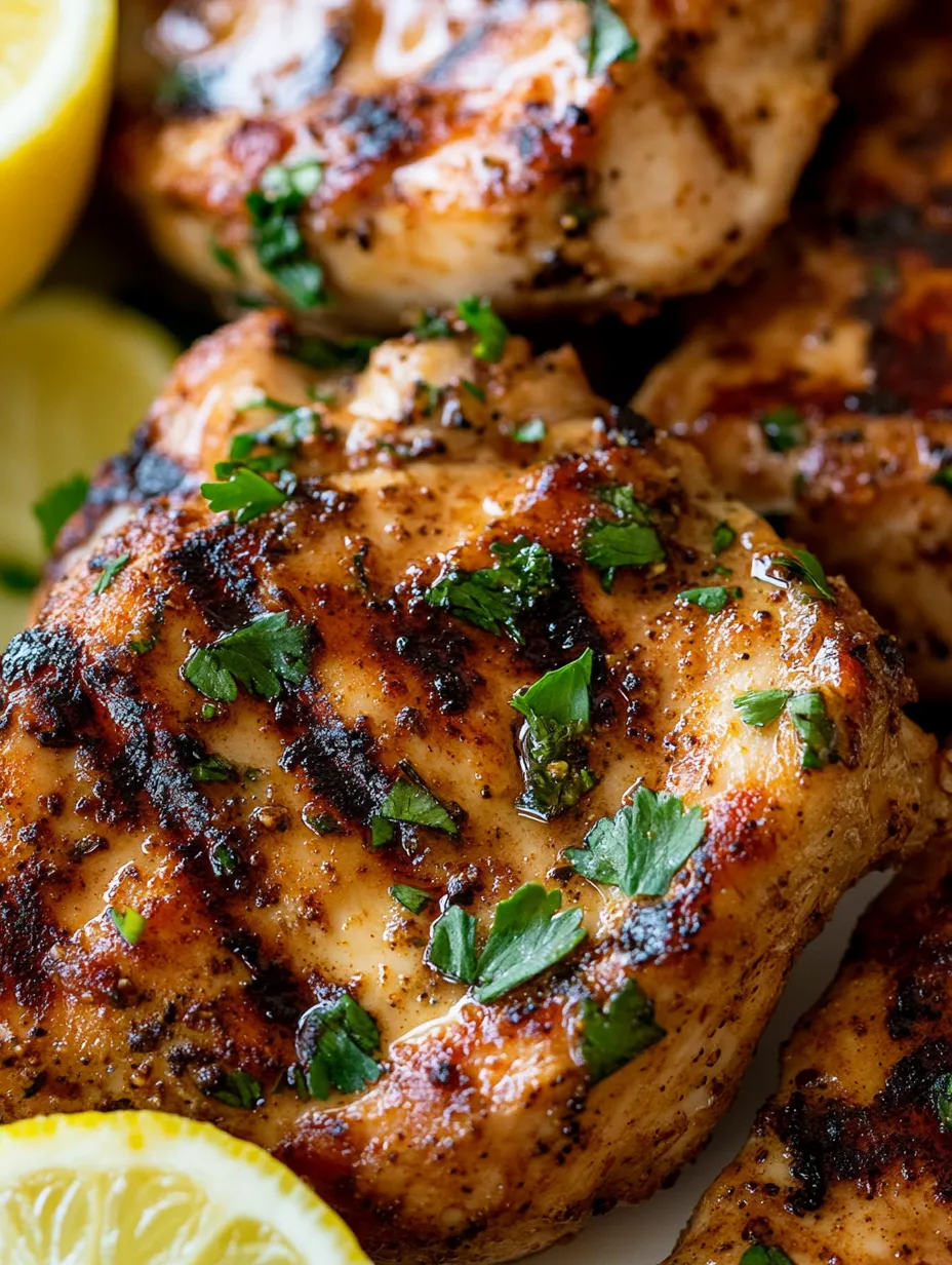 Chicken with green herbs on top.