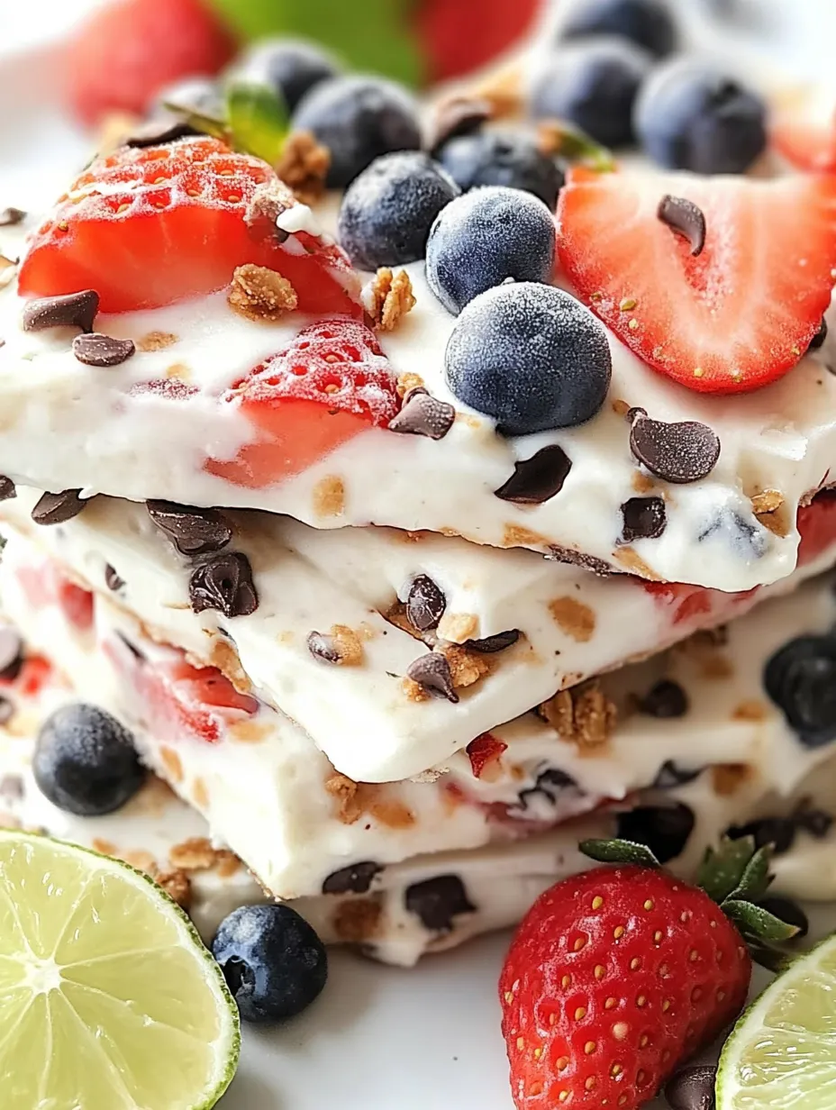 A stack of desserts with strawberries and blueberries.